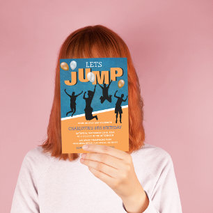 Invitation Allons sauter   Fête d'anniversaire de trampoline 