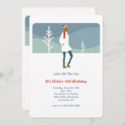 Invitation Allons sur la glace (Devant / Derrière)