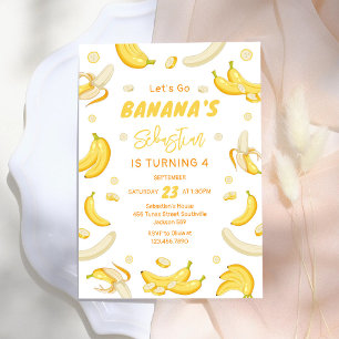 Invitation Allons-y Banane Fête d'anniversaire Singe Tropical
