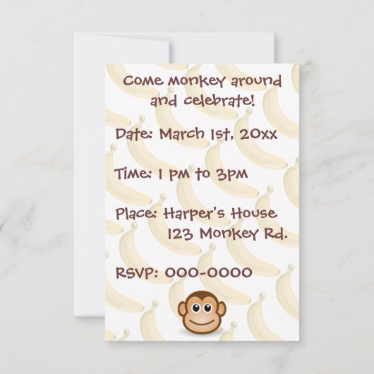 Invitation Allons-y bananes (Dos)