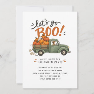 Invitation Allons-y Boo Halloween camion de citrouilles à l