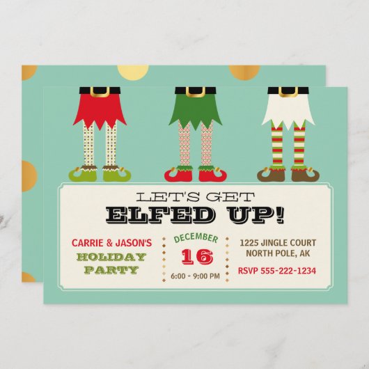 Invitation Allons-y ! Elfes de Noël (Devant / Derrière)