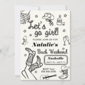 Invitation Allons-y Fille Nashville Bachelorette Itinéraire (Devant)