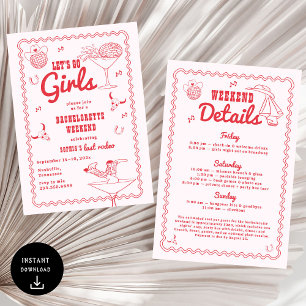 Invitation Allons-y Filles Cowgirl Red Bachelorette