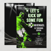 Invitation Allons-y pour une fête d'anniversaire de Soccer Fu (Devant / Derrière)