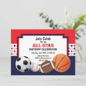 Invitation Allstar Birthday Party - Sports (Debout devant)