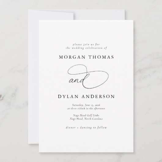Invitation Allure Calligraphie Mariage blanc (Devant)