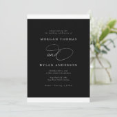 Invitation Allure Calligraphie noir et blanc Mariage (Debout devant)