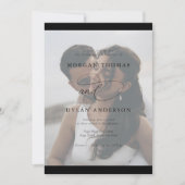 Invitation Allure Calligraphie Photo Mariage noir et blanc (Devant)