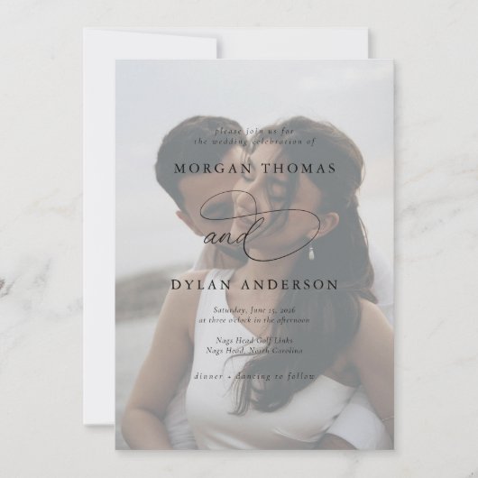 Invitation Allure Calligraphy Mariage photo (Devant)