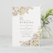 Invitation Allure - White Roses & Baby's Breath Mariage Invit (Debout devant)