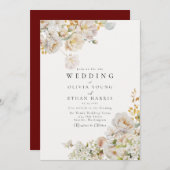 Invitation Allure - White Roses & Baby's Breath Mariage Invit (Devant / Derrière)