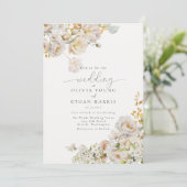 Invitation Allure - White Roses & Baby's Breath Mariage Invit (Debout devant)