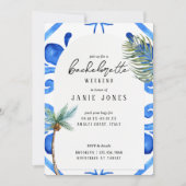 Invitation Almafi Vibes Blue Tile Bachelorette Party Week-end (Devant)