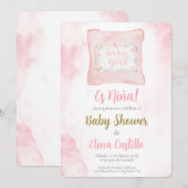 Invitation almohada Baby shower Girl en espagnol (Devant / Derrière)