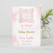 Invitation almohada Baby shower Girl en espagnol (Debout devant)