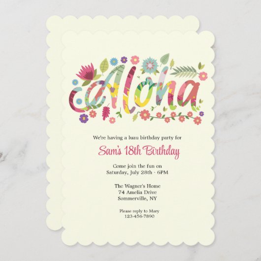 Invitation Aloha (Devant / Derrière)