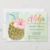 Invitation Aloha Ananas Hibiscus Tropical Cocktail Douche (Devant)