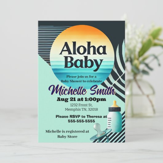 Invitation Aloha Baby (Debout devant)