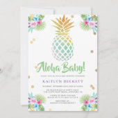 Invitation Aloha Baby ! Aquarelle Baby shower ananas (Devant)