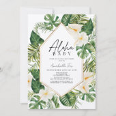 Invitation Aloha Baby Baby shower floral tropical blanc (Devant)
