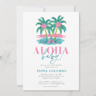 Invitation Aloha Baby Baby shower tropical de palmiers