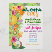 Invitation Aloha Baby, Pineapples & Pacifiers Baby Shower (Devant / Derrière)