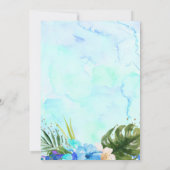 Invitation Aloha Baby shower d'ananas bleu or floral (Dos)