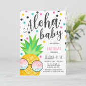 Invitation Aloha baby shower d'ananas d'invitation de baby (Debout devant)