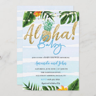 Invitation Aloha Baby shower d'ananas d'or