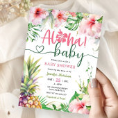 Invitation Aloha ! Baby shower tropical Luau fille rose