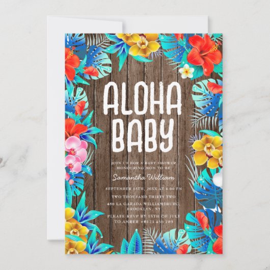 Invitation Aloha Baby shower Tropical Luau Thème (Devant)