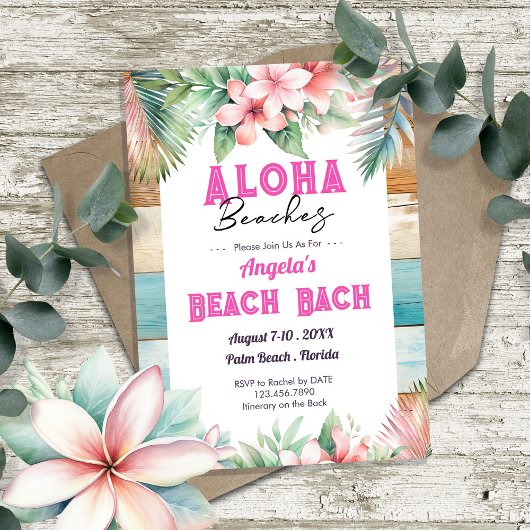 Invitation Aloha Beach Bachelorette Itinéraire de fête