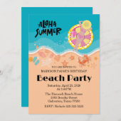 Invitation Aloha Beach Birthday Party (Devant / Derrière)