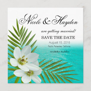 Invitation Aloha Beach Fleurs Tropicales Enregistrer la Date