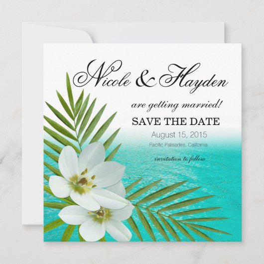 Invitation Aloha Beach Fleurs Tropicales Enregistrez la Date (Devant)