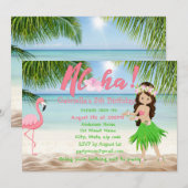 Invitation Aloha Beach Girls Luau Anniversaire Fête Invitatio (Devant / Derrière)