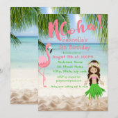 Invitation Aloha Beach Girls Luau Anniversaire Fête Invitatio (Devant / Derrière)