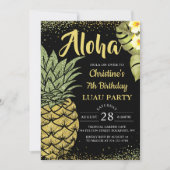 Invitation Aloha Black Gold Tropical Anniversaire (Devant)