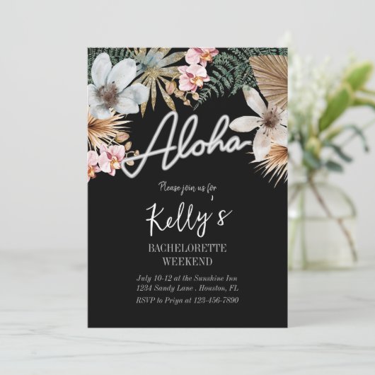 Invitation Aloha Boho Tropical Botanique Bachelorette Week-en (Debout devant)