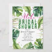 Invitation ALOHA BRIDAL SHOWER Feuilles Tropicales Rose & Ver (Devant)