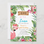 Invitation Aloha C'est une fête d'anniversaire de Luau Girl (Devant)