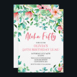Invitation Aloha Cinquante Tropical 50th Luau Anniversaire In<br><div class="desc">graphismes par DeniseAnneGraphics.etsy.com Aloha 50! 50e anniversaire de Luau tropical. Belles fleurs tropicales et verdure.</div>