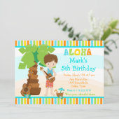 Invitation Aloha Cute Brunette Boy Fête d'anniversaire (Debout devant)