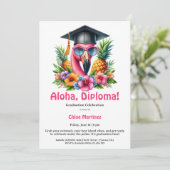 Invitation Aloha Diploma Tropical Graduation Pool Party  (Debout devant)