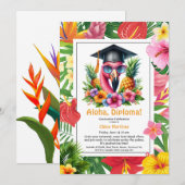 Invitation Aloha Diploma! Tropical Graduation Pool Party  (Devant / Derrière)