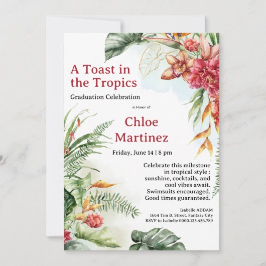 Invitation Aloha Diploma! Tropical Graduation Pool Party  (Devant)