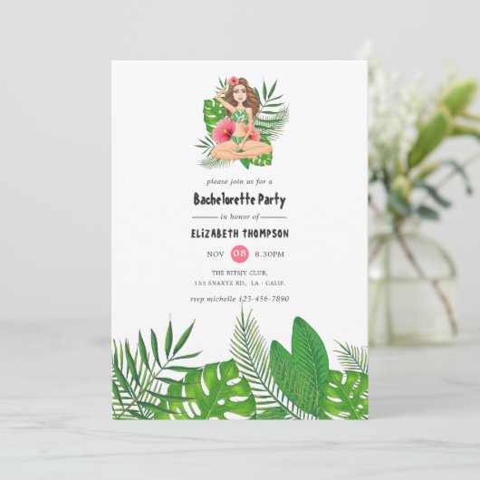 Invitation Aloha Exotique Aloha Luau Bachelorette Week-end (Debout devant)