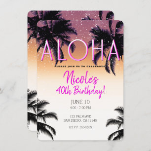 Invitation Aloha fête d'anniversaire d'été d'île hawaïenne