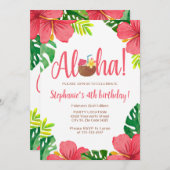 Invitation Aloha, fête d'anniversaire hawaïenne (Devant / Derrière)
